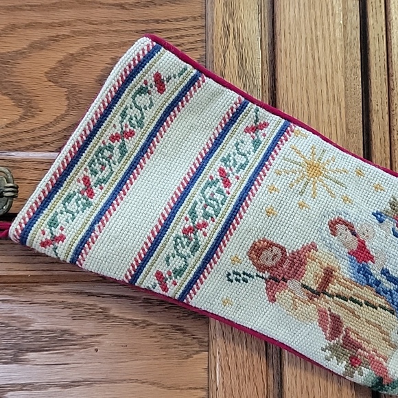 Imperial Elegance Christmas Stocking Nativity scene Needlepoint Wool vintage - Picture 2 of 6